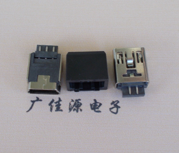 小榄镇MINI USB 5Pin接口 带护套焊线母座 B型180度铜壳