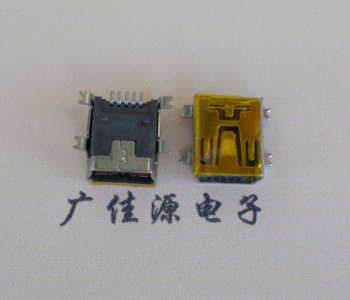 小榄镇MINI USB 5P 接口 母座 全贴带麦拉 高9.6带0.9柱子