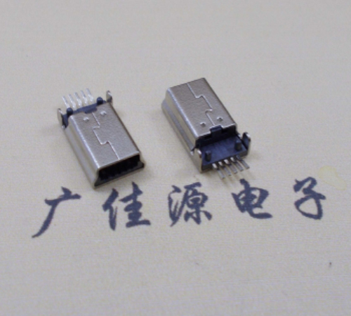 小榄镇MINI USB公头 5pin端子贴板带柱 10.7mm体长
