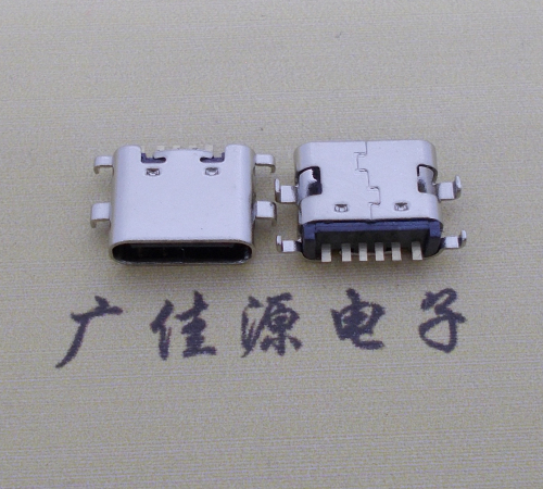 小榄镇简易充电type c6P母座沉板1.6mm接口