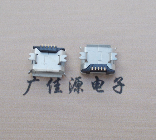 小榄镇Micro USB 5PIN接口,B型垫高0.9mm鱼叉脚贴片雾锡卷边